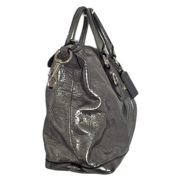 Auth COACH Ashley Perforated Leather Satchel F17130 Dark Silver Leather - - Picture 9 of 9